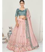 Baby Pink Floral Worked Georgette Lehenga Choli