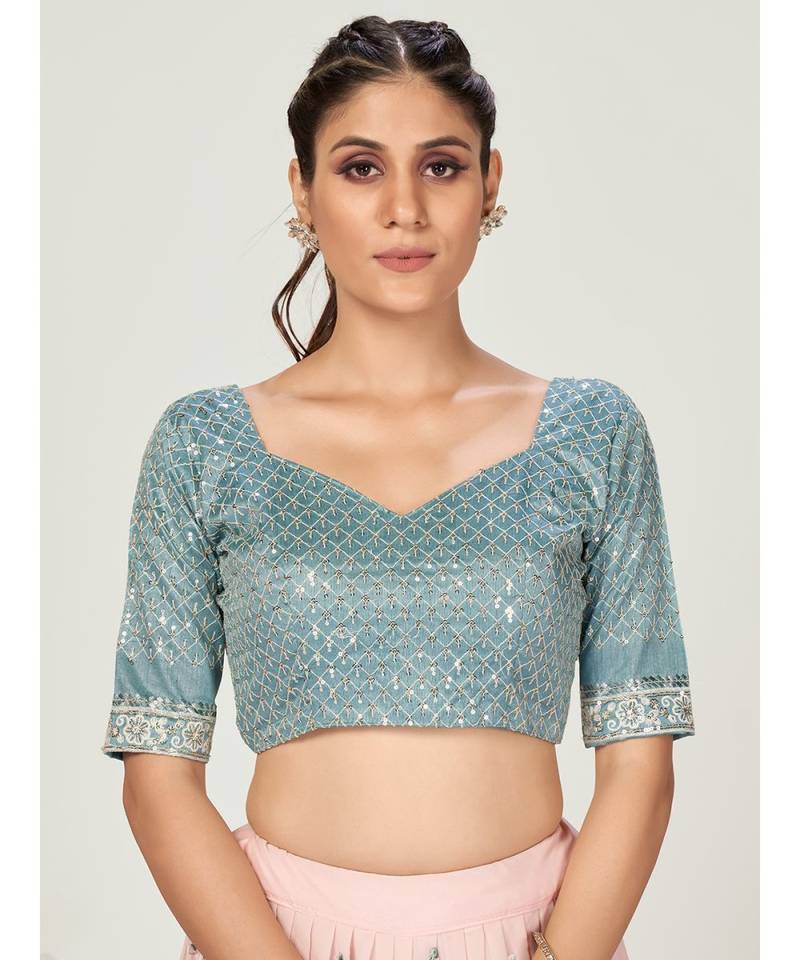 Baby Pink Floral Worked Georgette Lehenga Choli