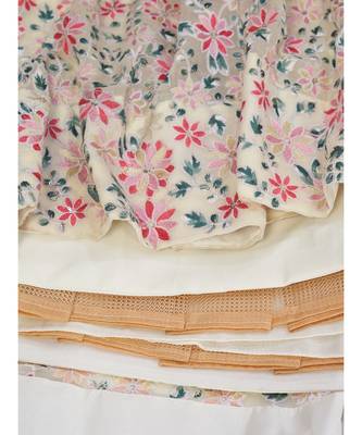 Creamy White Floral Worked Georgette Lehenga Choli 2