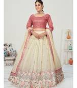 Creamy White Floral Worked Georgette Lehenga Choli