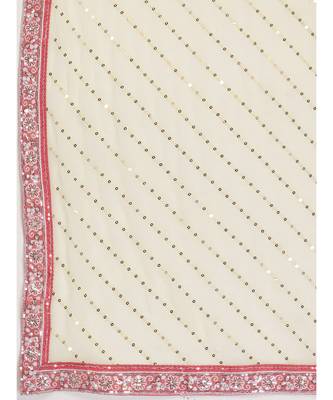 Creamy White Floral Worked Georgette Lehenga Choli 7
