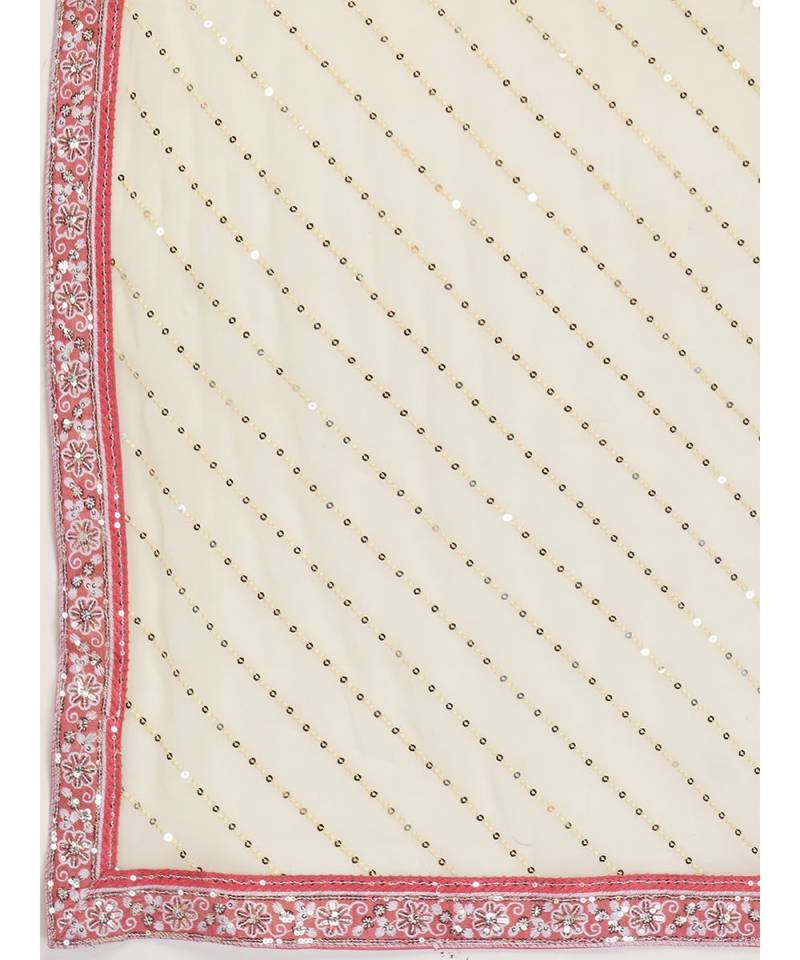 Creamy White Floral Worked Georgette Lehenga Choli