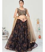 Black Digital Printed Organza Lehenga Choli