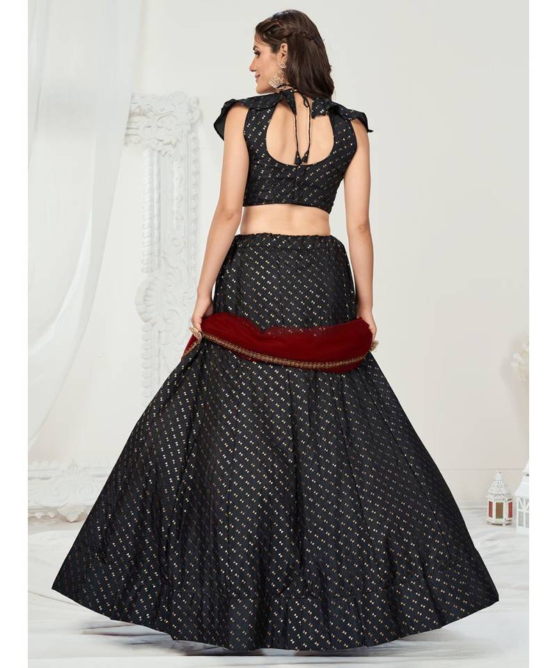 Kohl Black Foil Printed Poly Georgette Lehenga Choli