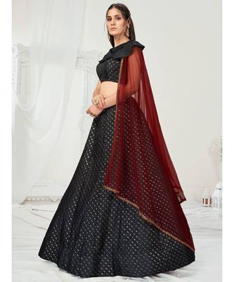 Kohl Black Foil Printed Poly Georgette Lehenga Choli 4