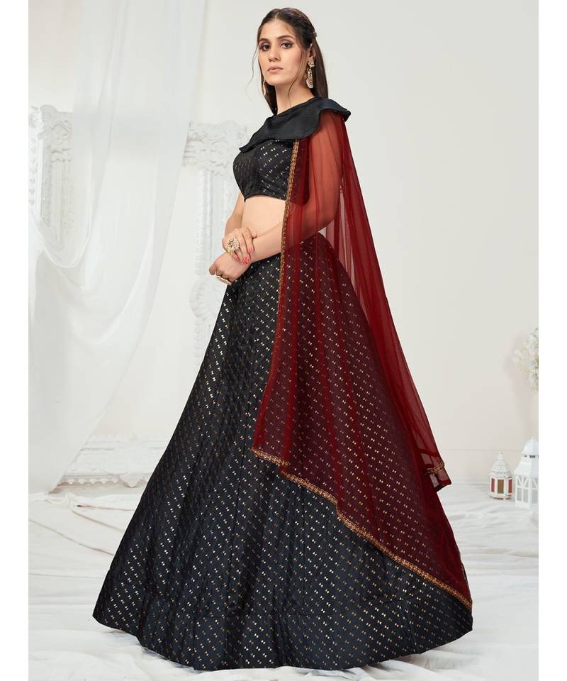 Kohl Black Foil Printed Poly Georgette Lehenga Choli