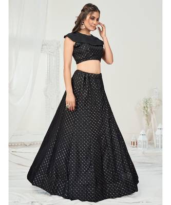 Kohl Black Foil Printed Poly Georgette Lehenga Choli 6
