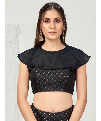 Kohl Black Foil Printed Poly Georgette Lehenga Choli 7