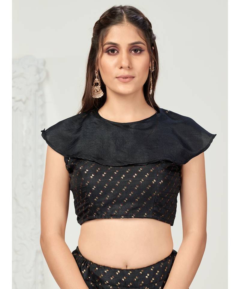 Kohl Black Foil Printed Poly Georgette Lehenga Choli