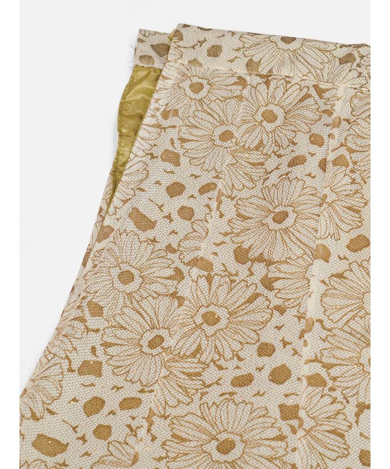 Creamy White Flower Print Sequnce Lycra Cotton Lehenga Choli