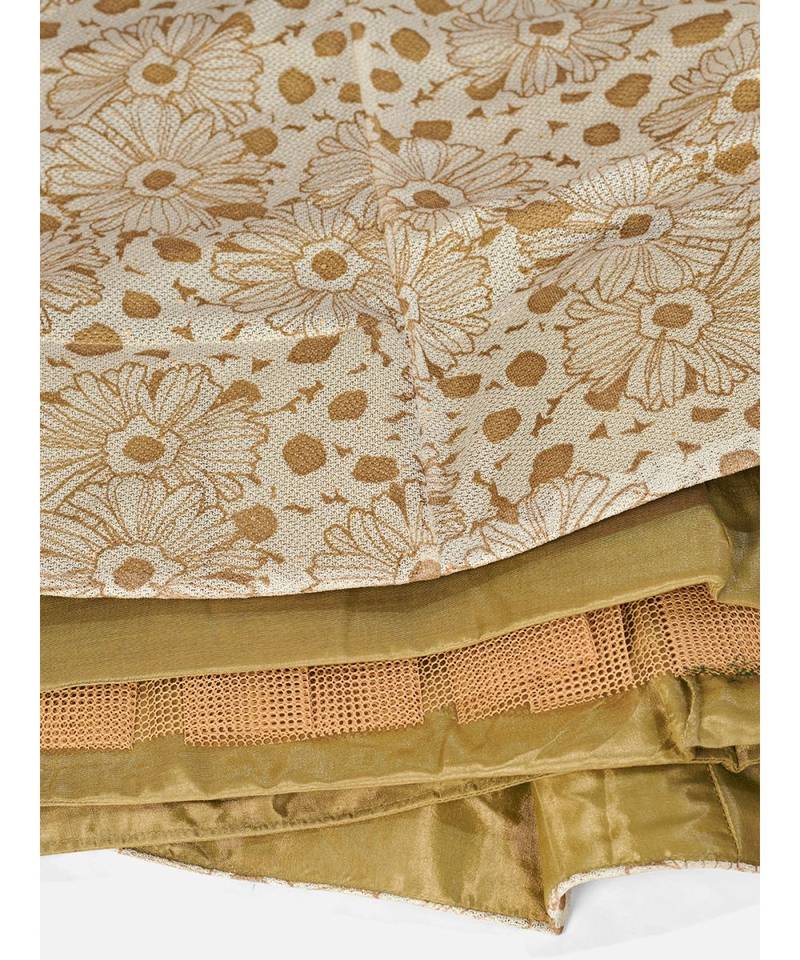Creamy White Flower Print Sequnce Lycra Cotton Lehenga Choli