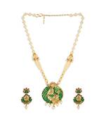 Antique Matte Gold Finish Meenakari  Pearl Temple Jewellery