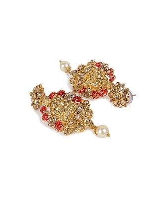 Antique Matte Gold Finish Meenakari  Pearl Temple Jewellery 5