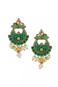 Antique Matte Gold Finish  Meenakari  Pearl Jewellery