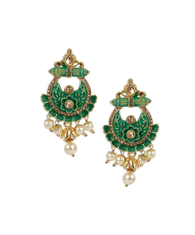 Antique Matte Gold Finish  Meenakari  Pearl Jewellery