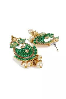 Antique Matte Gold Finish  Meenakari  Pearl Jewellery
