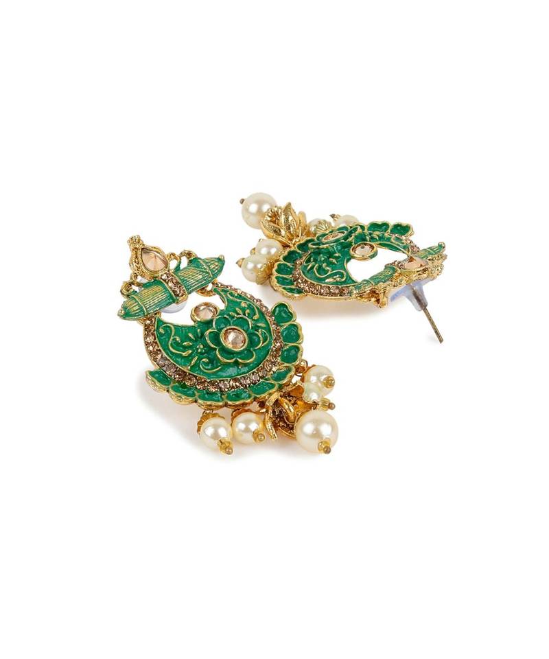 Antique Matte Gold Finish  Meenakari  Pearl Jewellery