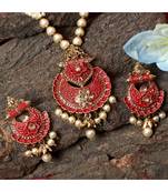 Antique Matte Gold Finish  Meenakari  Pearl Jewellery