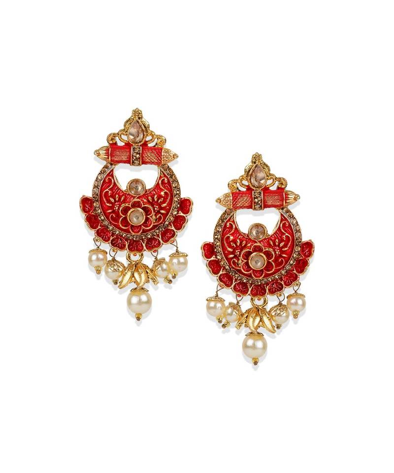 Antique Matte Gold Finish  Meenakari  Pearl Jewellery