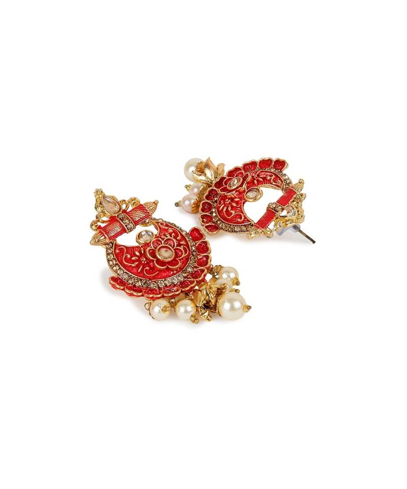 Antique Matte Gold Finish  Meenakari  Pearl Jewellery