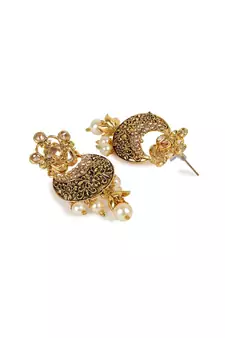Antique Matte Gold Finish  Meenakari  Pearl Jewellery