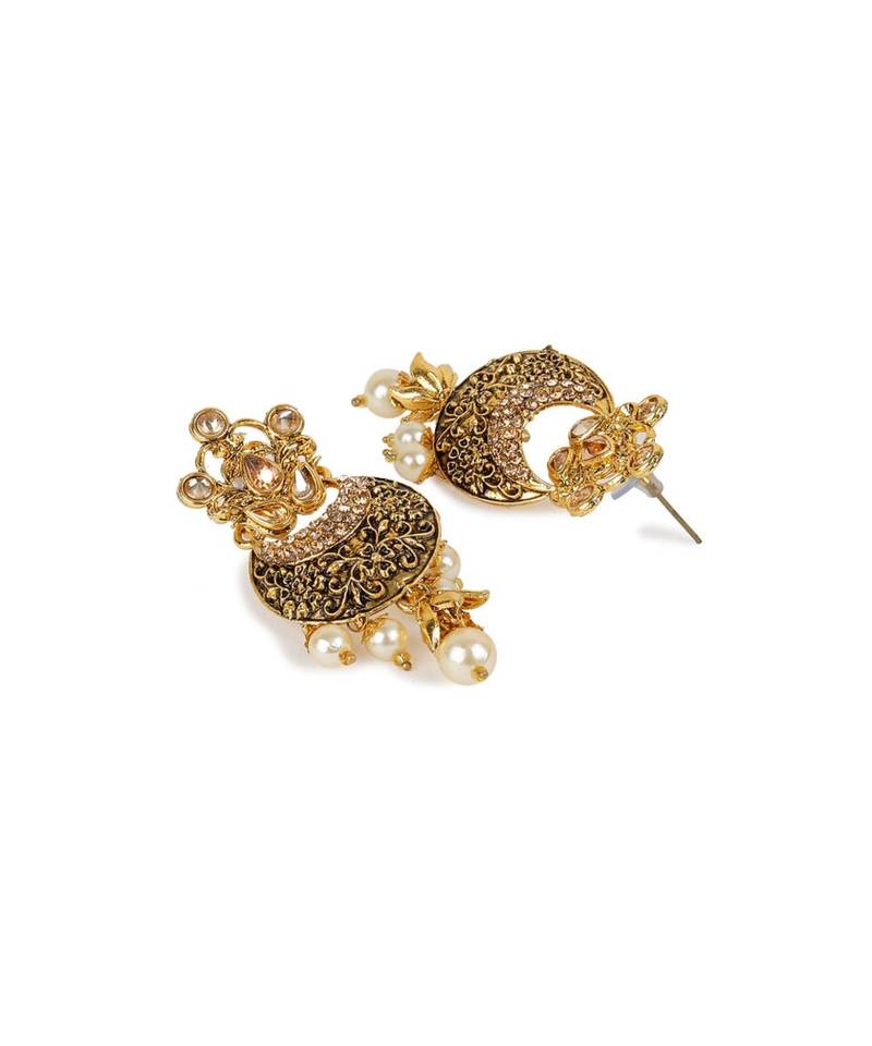 Antique Matte Gold Finish  Meenakari  Pearl Jewellery