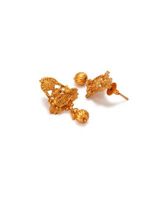 Gold Plated Maa Laxmi Stone Studded Necklace With Earrrings For Women And Girls 4