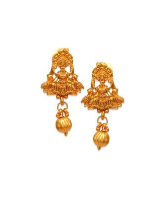 Gold Plated Maa Laxmi Stone Studded Necklace With Earrrings For Women And Girls 5