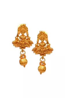 Gold Plated Maa Laxmi Stone Studded Necklace With Earrrings For Women And Girls