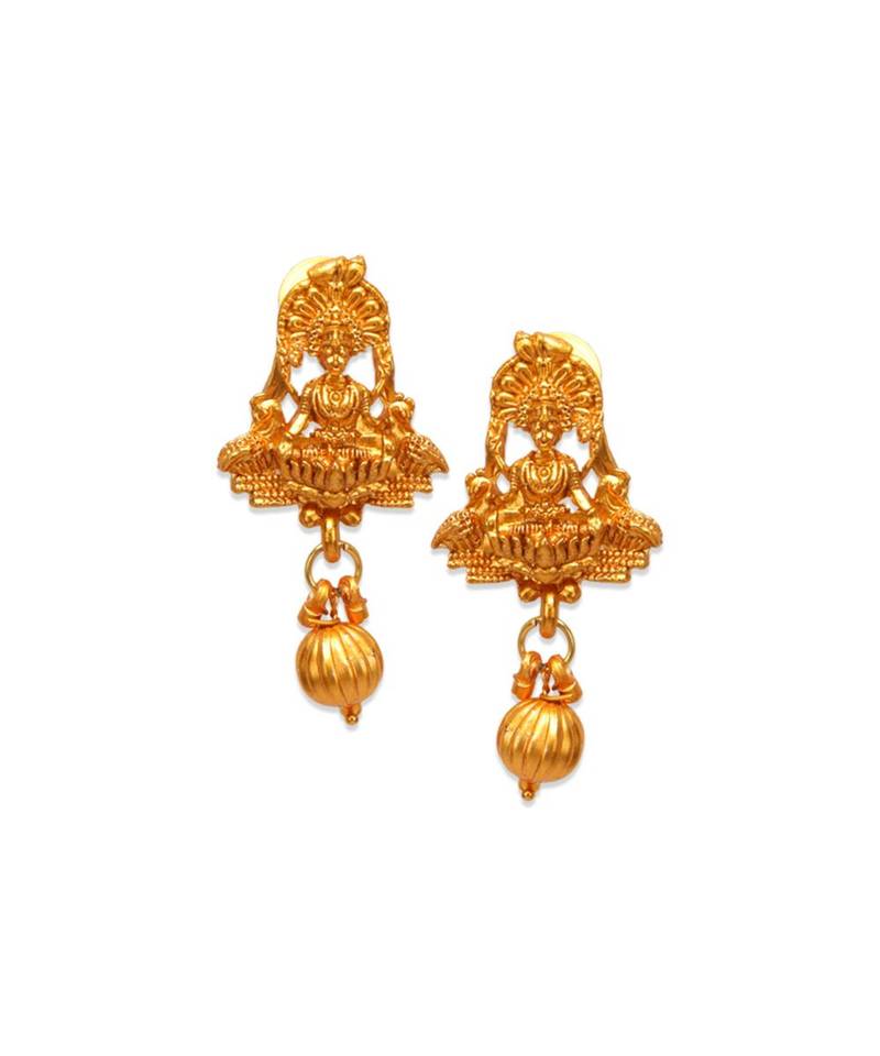 Gold Plated Maa Laxmi Stone Studded Necklace With Earrrings For Women And Girls