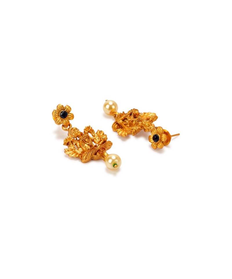 Gold Plated Maa Laxmi Stone Studded Necklace With Earrrings For Women And Girls