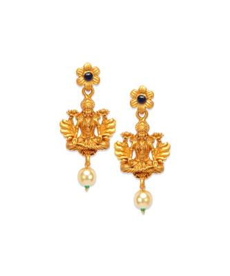 Gold Plated Maa Laxmi Stone Studded Necklace With Earrrings For Women And Girls 5