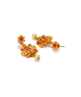 Gold Plated Maa Laxmi Stone Studded Necklace With Earrrings For Women And Girls 4