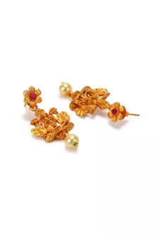 Gold Plated Maa Laxmi Stone Studded Necklace With Earrrings For Women And Girls