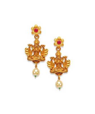 Gold Plated Maa Laxmi Stone Studded Necklace With Earrrings For Women And Girls 5