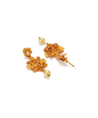 Gold Plated Maa Laxmi Stone Studded Necklace With Earrrings For Women And Girls 4