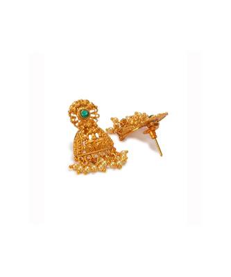Gold Plated Maa Laxmi Stone Studded Necklace With Earrrings For Women And Girls 4