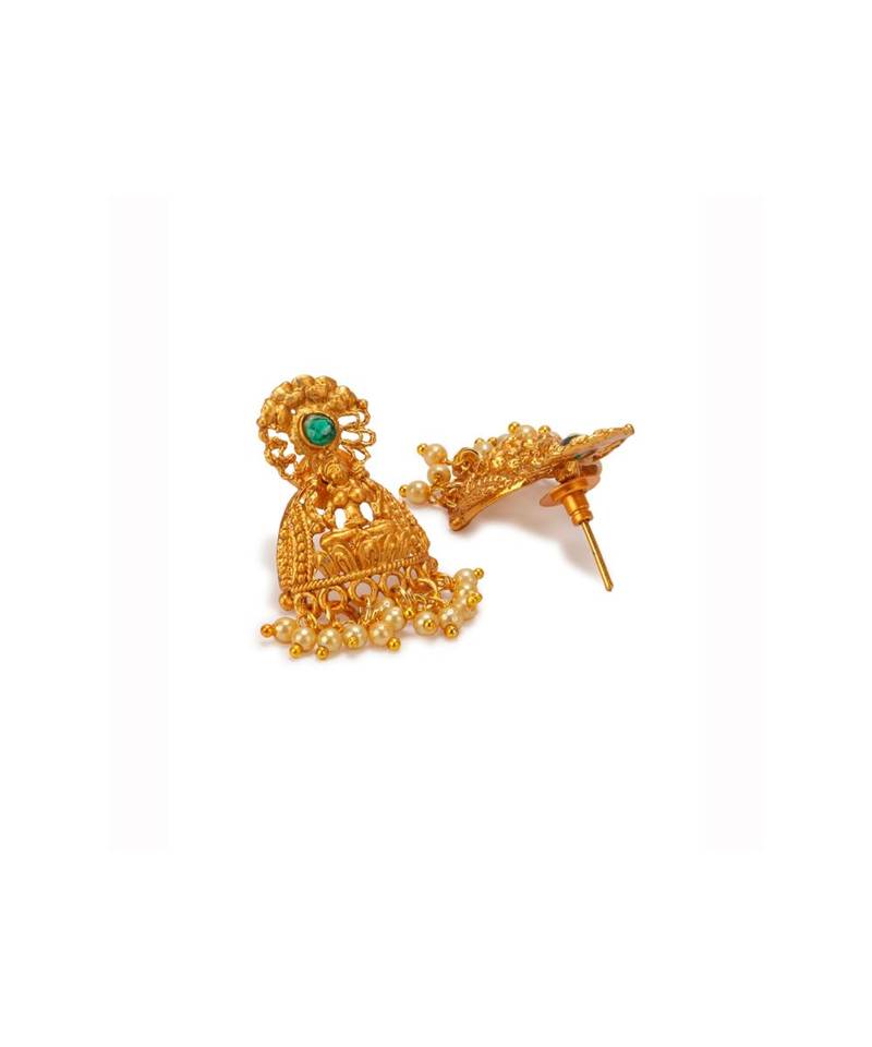 Gold Plated Maa Laxmi Stone Studded Necklace With Earrrings For Women And Girls