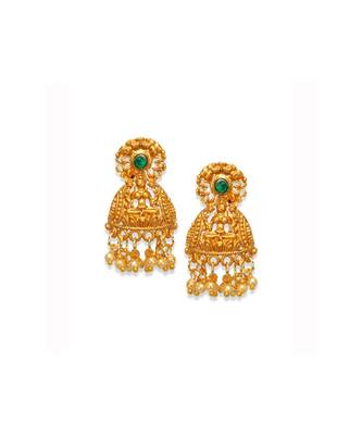 Gold Plated Maa Laxmi Stone Studded Necklace With Earrrings For Women And Girls 5