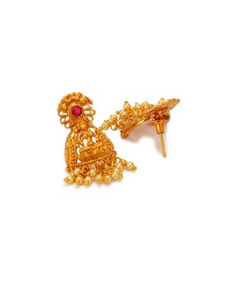 Gold Plated Maa Laxmi Stone Studded Necklace With Earrrings For Women And Girls 4