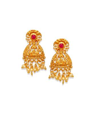 Gold Plated Maa Laxmi Stone Studded Necklace With Earrrings For Women And Girls 5