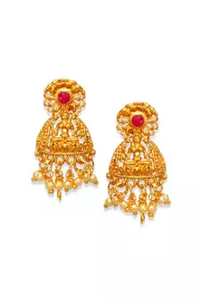 Gold Plated Maa Laxmi Stone Studded Necklace With Earrrings For Women And Girls