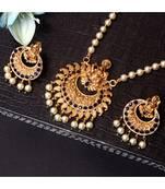 Gold Plated Maa Laxmi Stone Studded Necklace With Earrrings For Women And Girls