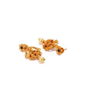 Gold Plated Maa Laxmi Stone Studded Necklace With Earrrings For Women And Girls 4