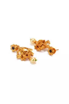 Gold Plated Maa Laxmi Stone Studded Necklace With Earrrings For Women And Girls