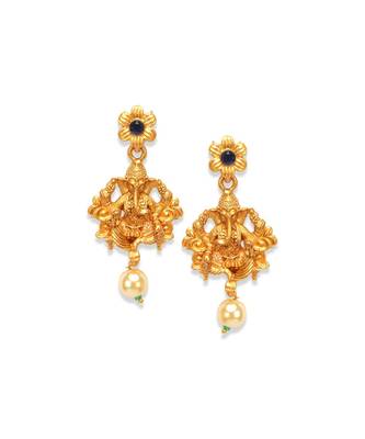Gold Plated Maa Laxmi Stone Studded Necklace With Earrrings For Women And Girls 5