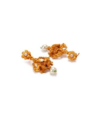 Gold Plated Maa Laxmi Stone Studded Necklace With Earrrings For Women And Girls 4