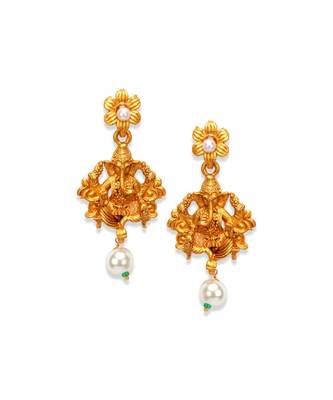 Gold Plated Maa Laxmi Stone Studded Necklace With Earrrings For Women And Girls 5