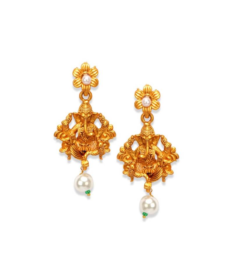 Gold Plated Maa Laxmi Stone Studded Necklace With Earrrings For Women And Girls