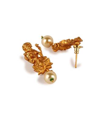 Gold Plated Maa Laxmi Stone Studded Necklace With Earrrings For Women And Girls 4